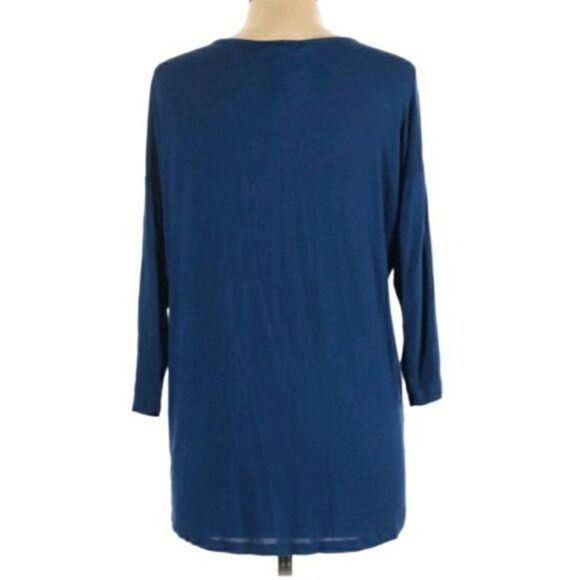 Design History Blue Bedazzled Jersey Knit V-neck Half Sleeve Tunic Top Sz L - Picture 9 of 10